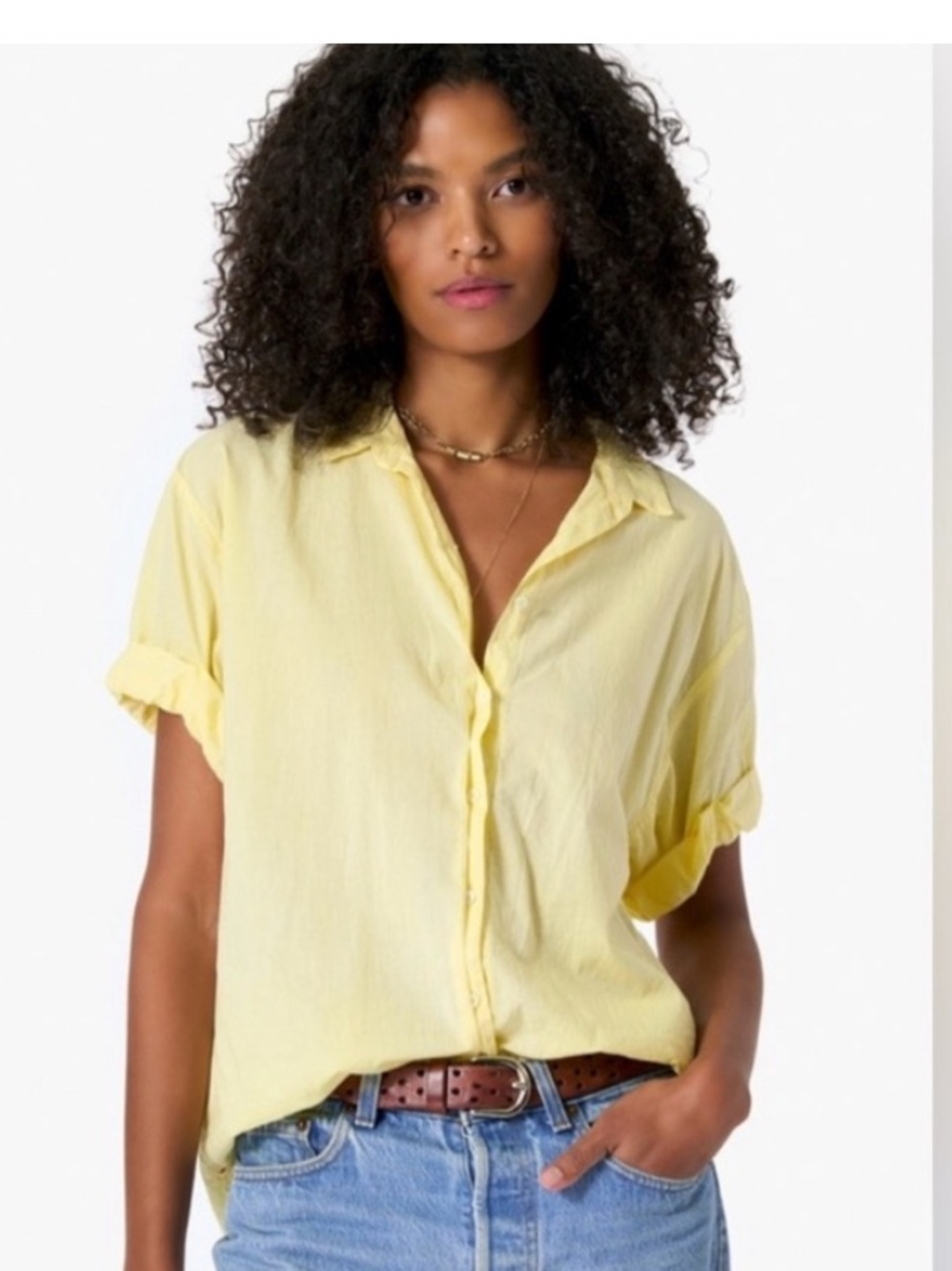 Xirena Channing Shirt Bright Yellow Tissue Cotton Boxy Oversized Blouse XS